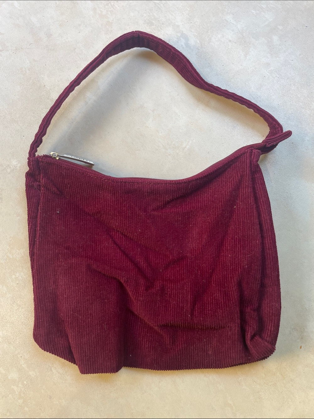 Lancome Corduroy Shoulder Bag in Deep Burgundy